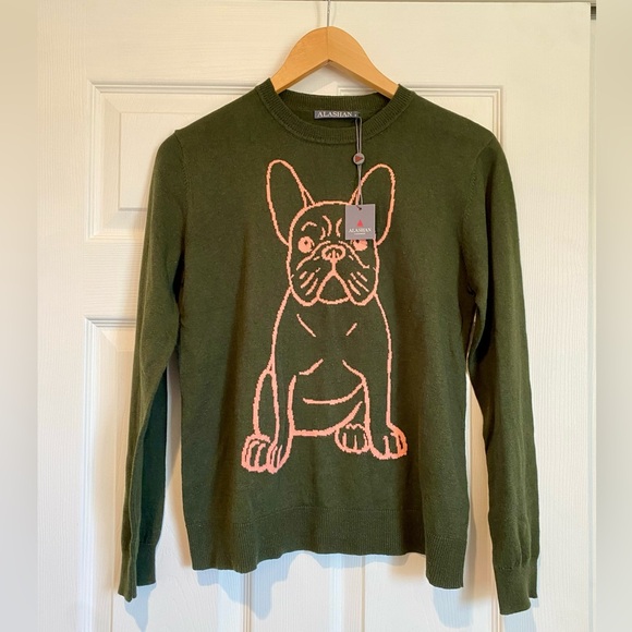 Alashan Sweaters - NWT Alashan Frenchie Cotton Cashmere Blend Sweater Deep Olive Green Light Pink